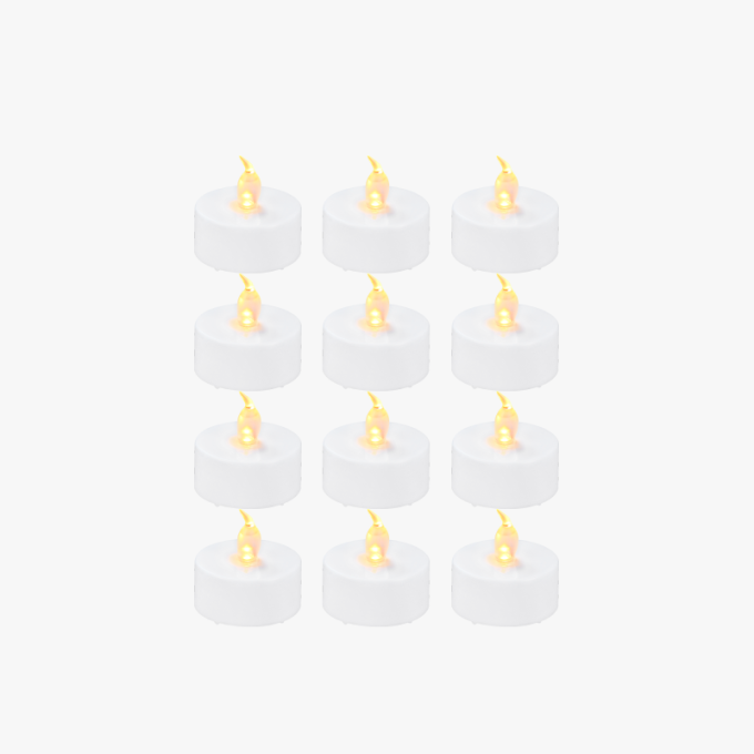 Bambu Lab LED Flame Tea Light Candle Set Warm Yellow 12 Stück